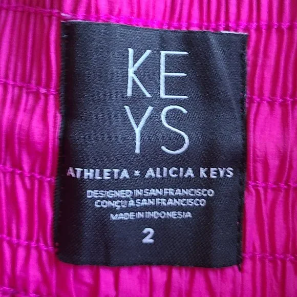 ATHLETA X ALICIA KEY HIGH WAIST UTILITY PANT FUSCHIA CARGO PARACHUTE JOGGER sz 2 - Picture 3 of 9